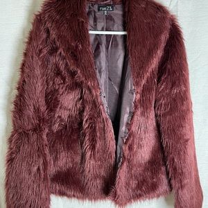 Burgundy Faux Fur Jacket